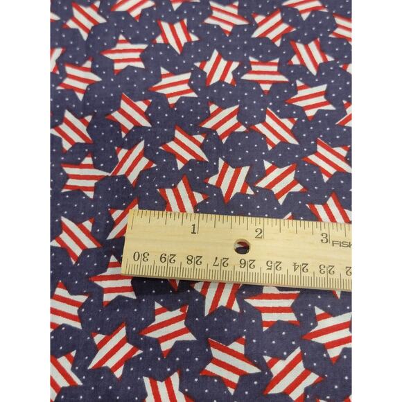 Patriotic Stars And Stripes Blue Cotton Fabric 2yards New - Picture 3 of 3